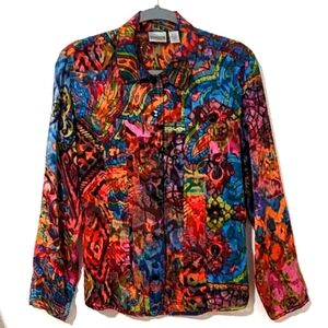 Chico's Vibrant Color Silk/Rayon Blouse. Size US 8